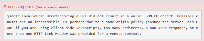 Example error shown in the validator interface